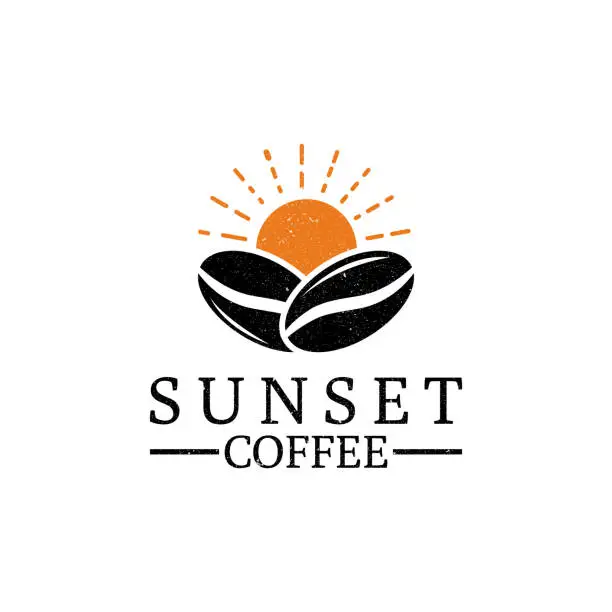 Vector illustration of classic sunset coffee logo design vector, can use for your trademark, branding identity or commercial brand