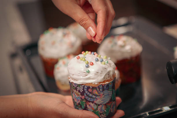 istock Image Of Traditional Easter Bread - Ukrainian Paska With Sprinkles 1219851922