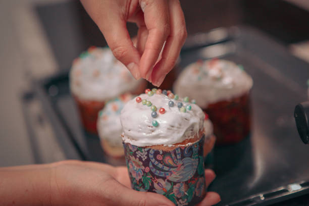 istock Image Of Traditional Easter Bread - Ukrainian Paska With Sprinkles 1219851927