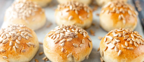 istock Hot fresh homemade buns. Close-up, selective focus 1219852943