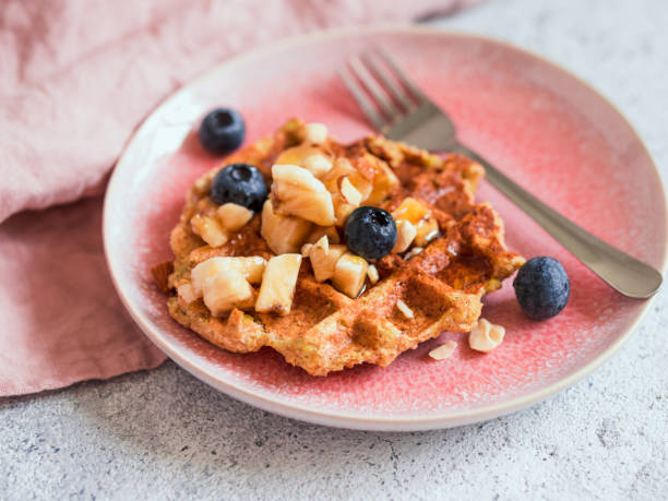 istock Healthy Gluten Free Oat Waffles. Copy Space 1219852959