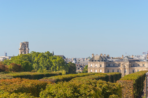 View of Saint Sulpice Church, Senate and Luxembourg Gardens