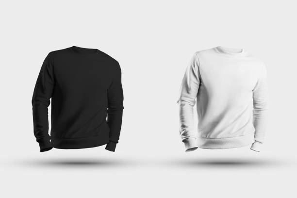 istock Mockup of male blank pullover, with realistic shadows, 3D rendering front view, textile apparel for design presentation. 1219856588