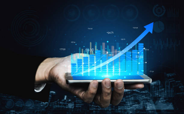 istock Double Exposure Image of Business Profit Growth 1219863980