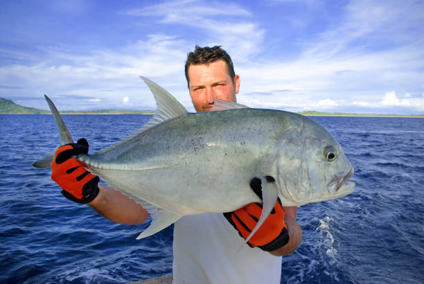 istock Deep sea fishing. Trevally jack 1219865747