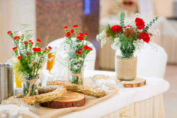 istock Beautiful wedding reception table decoration 1219869386