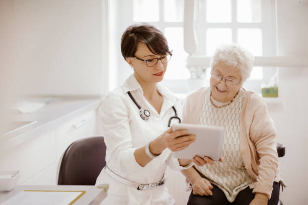 istock Senior woman at the doctor 1219873044
