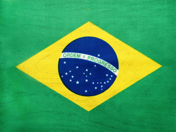 istock Brazilian flag. Beautiful greeting card. Close up 1219873553