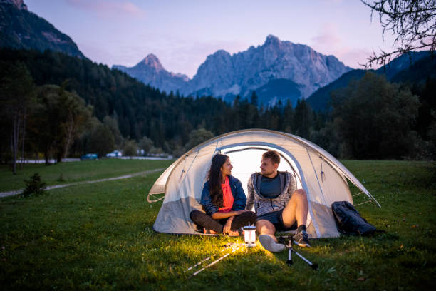 istock Young Couple Camping in Northwestern Slovenia 1219875030