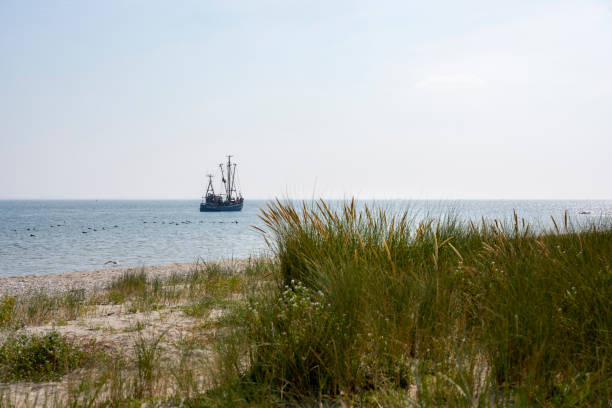 Germany, Juist, passing boat.