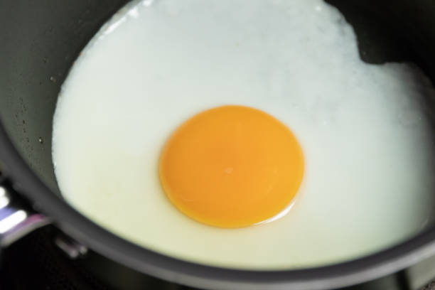 istock Sunny side up egg on frying pan. 1219877787