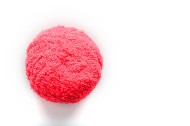 istock Pink wool ball on white background with free space for text. 1219880190