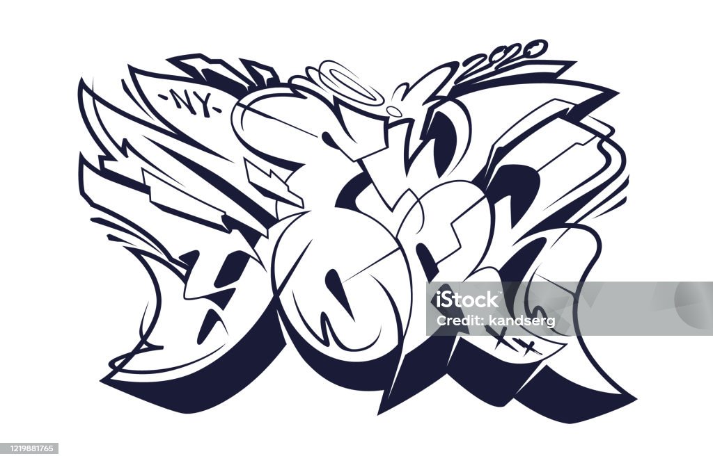 New York Graffiti Wild Style Lettering Stock Illustration - Download ...