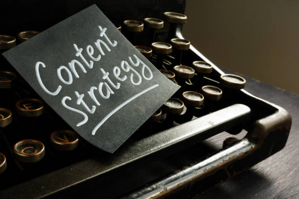 istock Content strategy for seo and marketing written on the sheet. 1219883631