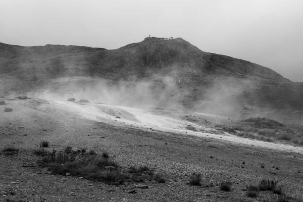 istock Landscape in the mist in black and white 1219884372