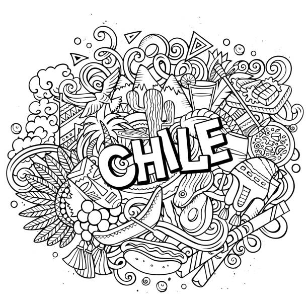 chile ręcznie rysowane kreskówki doodles ilustracji. zabawny design. - ice stock illustrations