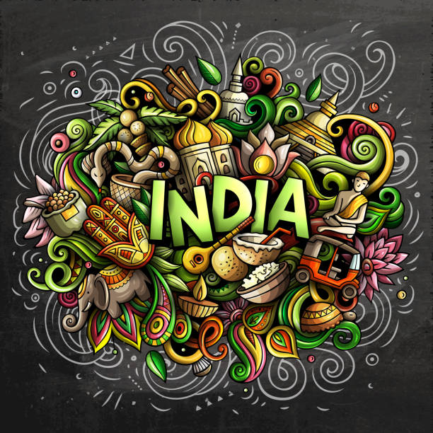 India Hand Drawn Cartoon Doodles Illustration Funny Design Stock  Illustration - Download Image Now - iStock