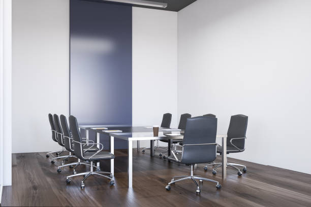 istock White and blue conference room interior 1219889531
