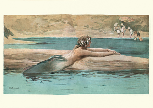 Vintage engraving of The Little Sea Maid, after John Reinhard Weguelin, 19th Century