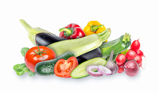 Fresh vegetables isolated on white