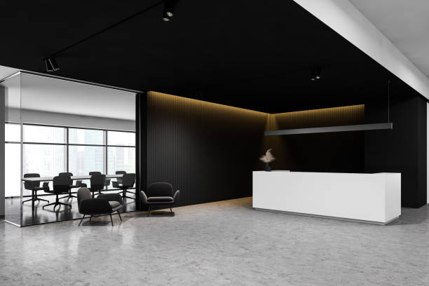 istock Reception near black office meeting room 1219891313