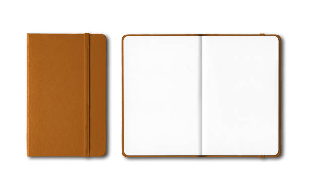 istock Leather closed and open notebooks isolated on white 1219893439