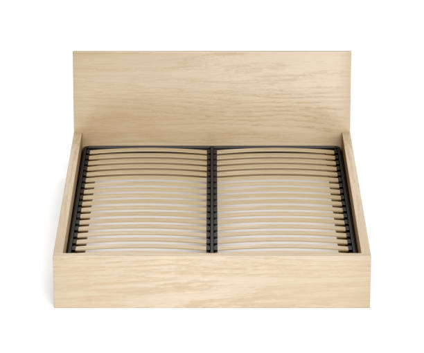 istock Wooden bed on white background 1219893626