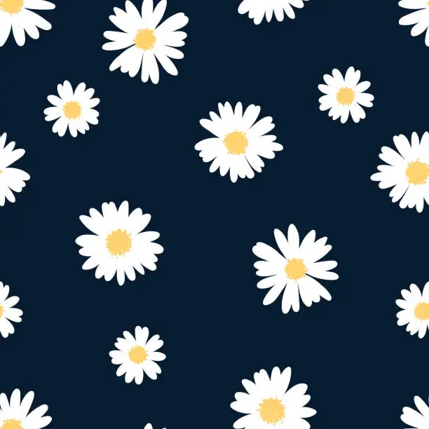 Vector illustration of Cute hand drawn floral seamless pattern, lovely flower meadow background, great for spring or summer textiles, banners, wallpaper, wrapping - vector design