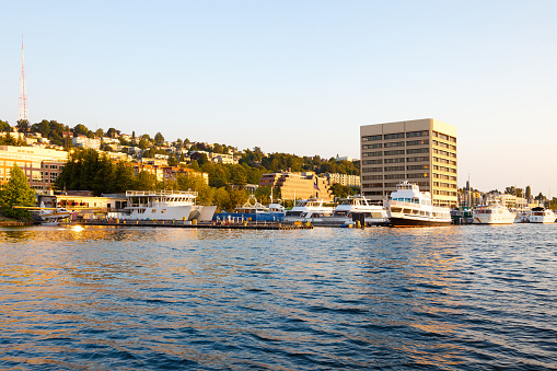 Marina at the West shore of Lake Union, Seattle, Washington State, United States