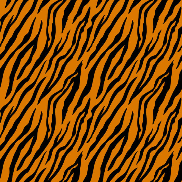 ilustraciones, imágenes clip art, dibujos animados e iconos de stock de patrón sin costuras con rayas de tigre. impresión animal. - plant environment
