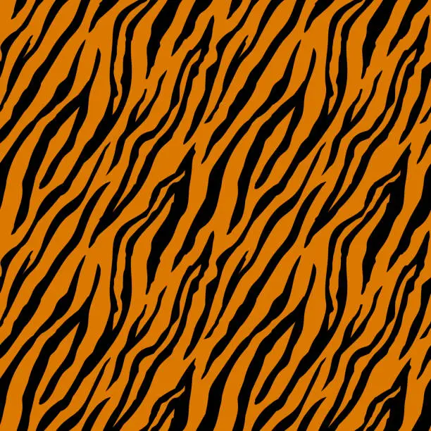 Vector illustration of Seamless pattern with tiger stripes. Animal print.
