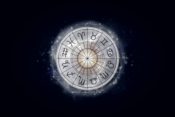 Astrological circle with the signs of the zodiac on a background of the starry sky. Illustration for horoscope Astrological circle with the signs of the zodiac on a background of the starry sky. Illustration for horoscope. astrology stock pictures, royalty-free photos & images