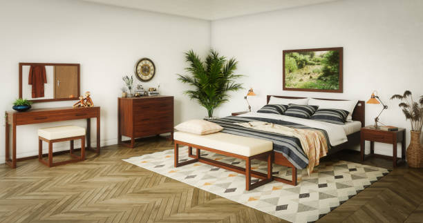 istock Cozy Scandinavian Master Bedroom 1219901024