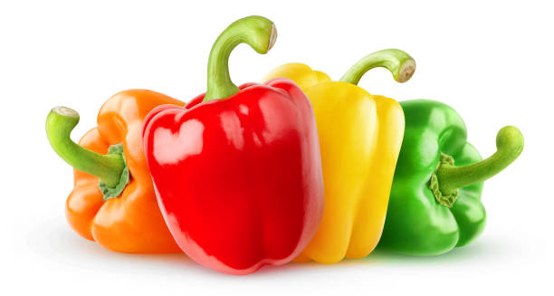 Isolated bell peppers of different colors