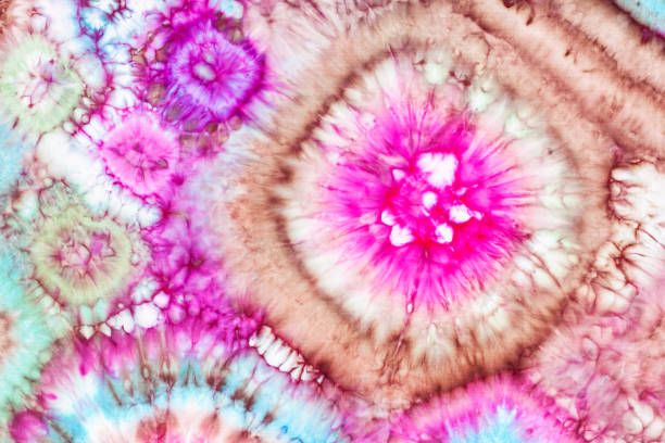 fragment of bright ornament in tie-dye batik