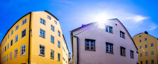 historic gothic facades at the famous old town of Landshut