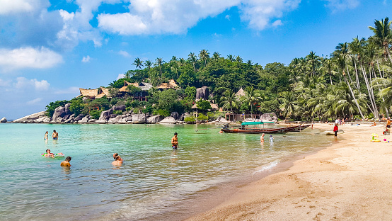 In January 2016, tourists were swimming in Sairee beach, Koh Tao, Thailand