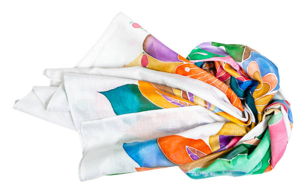 istock wrapped silk scarf with hand-drawn floral ornament 1219913123