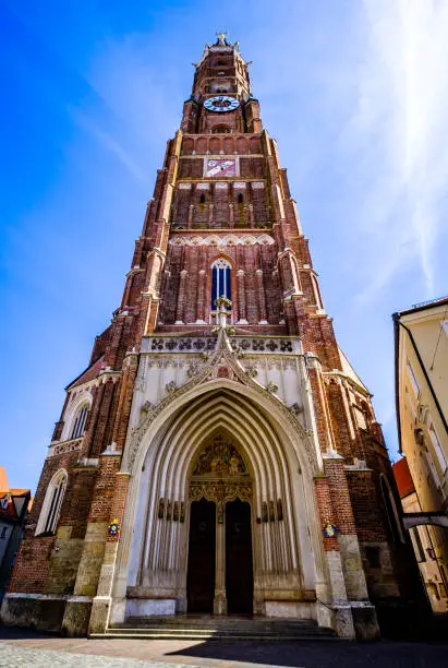 historic gothic facades at the famous old town of Landshut