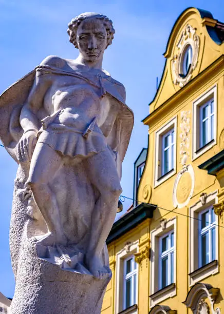 historic gothic facades at the famous old town of Landshut