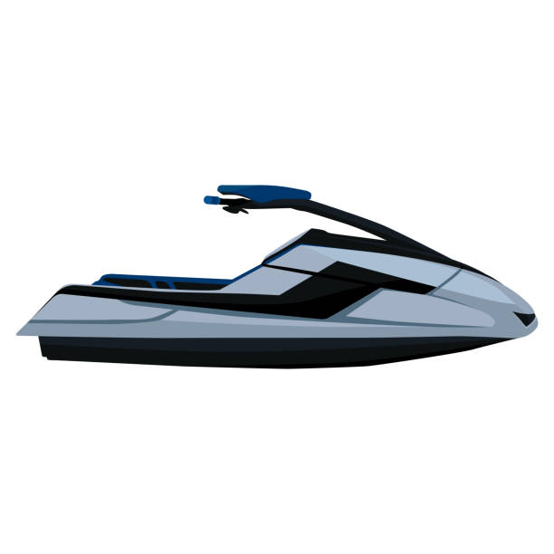 istock Hydrocycle. Jet ski, scooter - a vehicle for moving on the surface of water. Vector illustration isolated on a white background for design and web. 1219914807