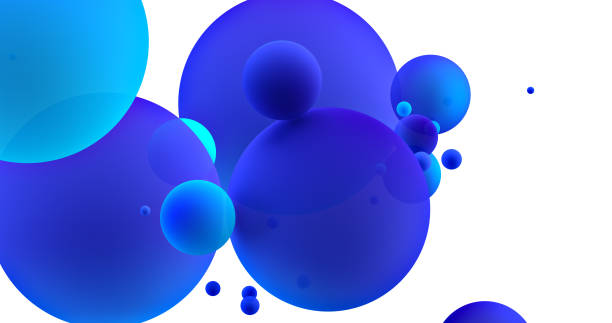 Bolas abstractas. Azul neón sobre blanco - foto de stock