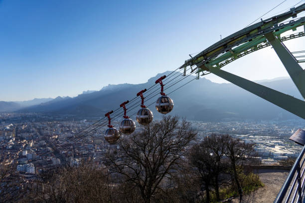 istock Overhead cable cars mountain view 1219917525