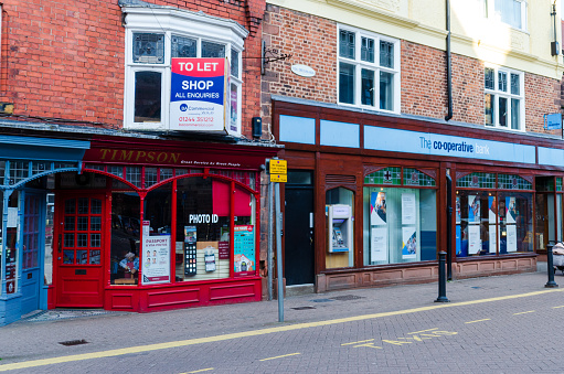 Chester, UK: Mar 1, 2020:The Cooperative Bank operate a branch on Northgate Street which is next door to a Branch of Timpsons.