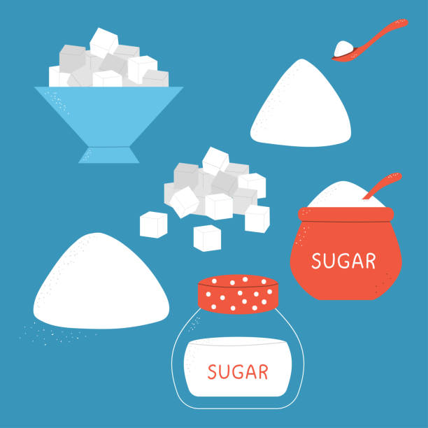 illustrations, cliparts, dessins animés et icônes de ensemble de dessin animé de vecteur de sucre. - sucre