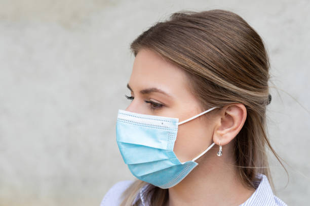 istock Caucasian woman with mask 1219920957