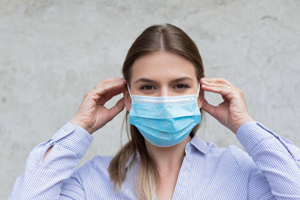 istock Caucasian woman with mask 1219921058