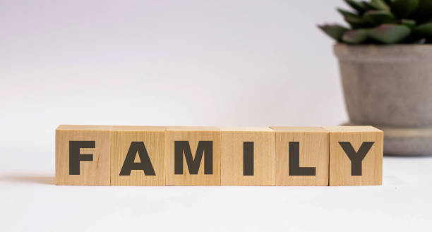 Family word written on wood block on wooden background Family word written on wood block on wooden background family word stock pictures, royalty-free photos & images
