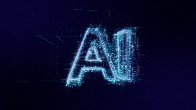 AI words icon digital code technology background