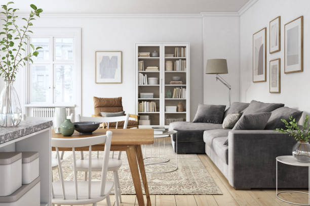 istock Modern scandinavian living room interior - 3d render 1219924194